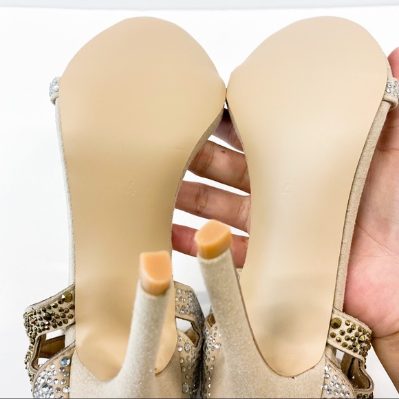 Champagne Wedding Shoes Rhinestone Heels - Picture 9 of 10